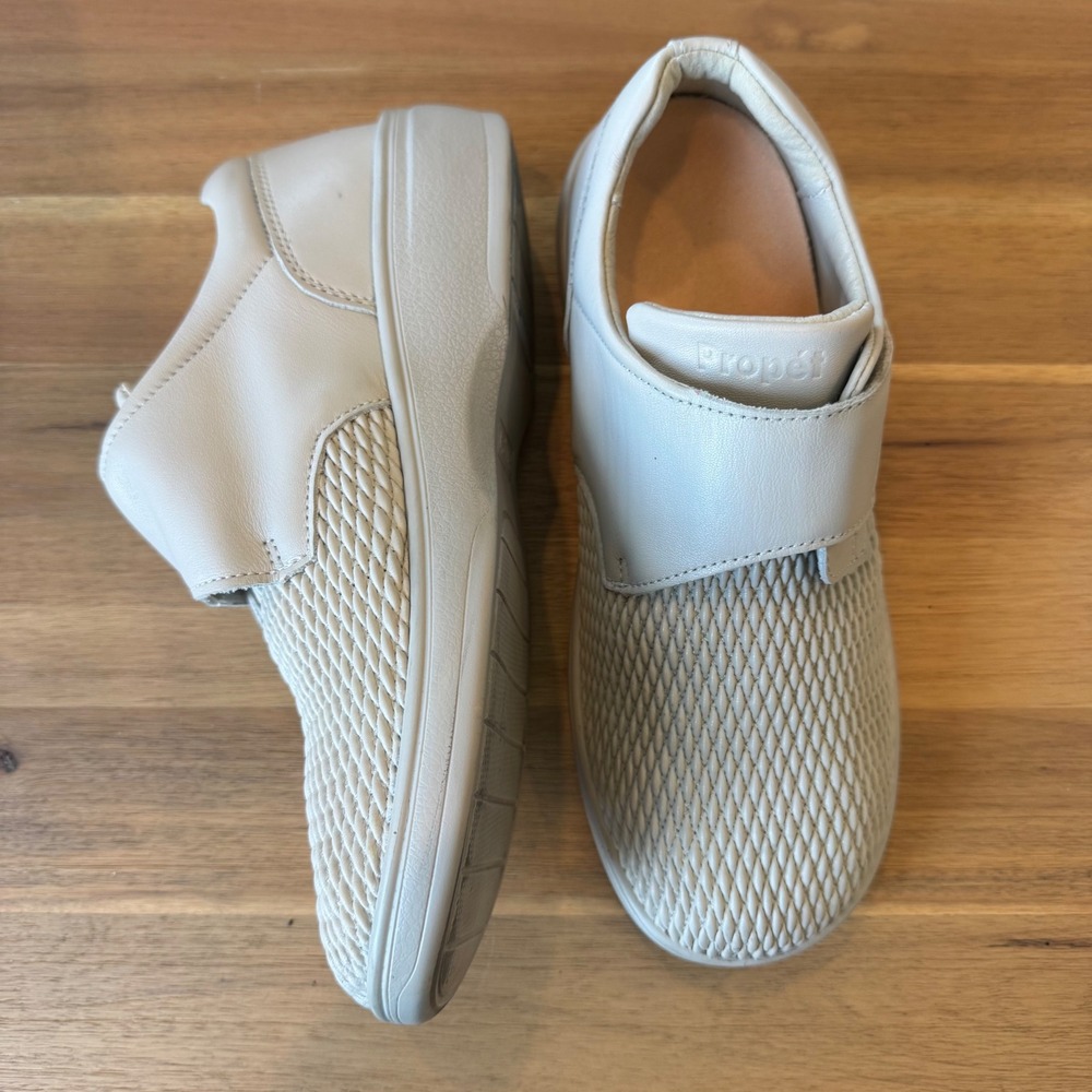 Propet WPRX25 Women 8.5 White Mesh Leather Strap Comfort Shoe Orthopedic Walking